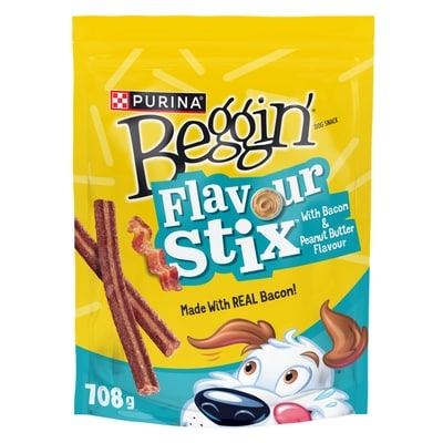 Purina Beggin' Flavour Stix Dog Treats Bacon & Peanut Butter 708 g, $1.98/100g