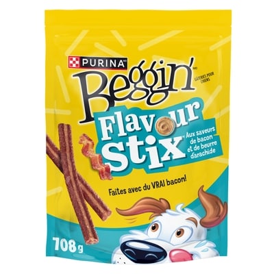 Purina Beggin' flavour stix gâteries pour chiens bacon et beurre d’arachide 708 g, 1,55 $/100g