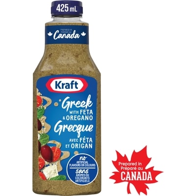 Kraft Féta Grec Et Origan, Bouteille 425 ml, 0,82 $/100ml