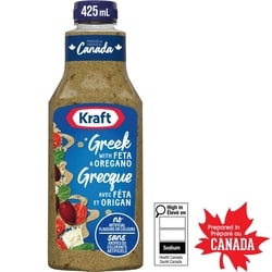 Kraft Féta grec et origan, bouteille 425 ml, 0,53 $/100ml