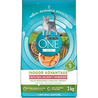 Purina ONE Avantage Intérieur Saumon, Nourriture Sèche pour Chats 3 kg 3 kg, 0,80 $/100g