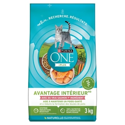 Purina ONE Avantage Intérieur Saumon, Nourriture Sèche pour Chats 3 kg 3 kg, 0,80 $/100g