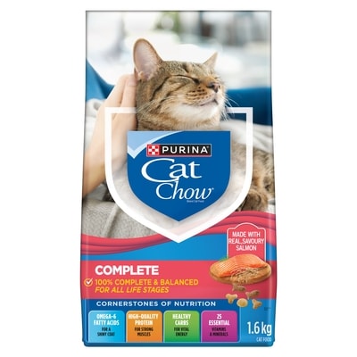 Purina Cat Chow Complete Real Salmon, Dry Cat Food 1.6 kg, $0.69/100g