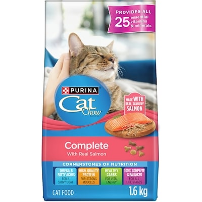 Purina Cat Chow Complete Real Salmon, Dry Cat Food 1.6 kg, $0.59/100g