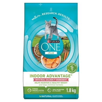 Purina ONE +Plus Indoor Advantage Salmon, Dry Cat Food 1.8 kg, $0.86/100g