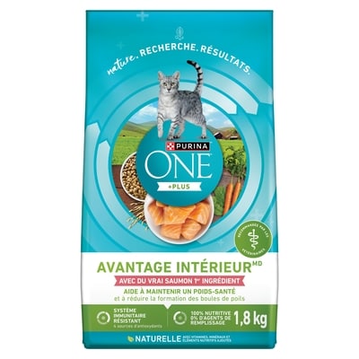 Purina ONE +Plus Avantage Intérieur Saumon, Nourriture Sèche pour Chats 1,8 kg 1.8 kg, 0,86 $/100g