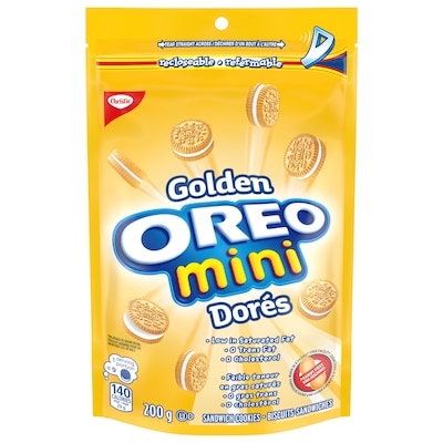 Christie OREO, Mini Golden Sandwich Cookies, Made in a Peanut-Free Facility 200 g, $1.00/100g