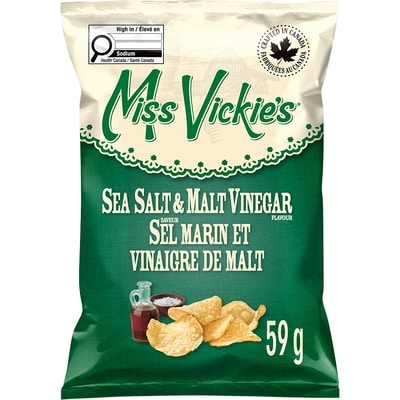 Miss Vickies Sea Salt & Malt Vinegar Kettle Cooked Potato Chips 59 g, $4.05/100g