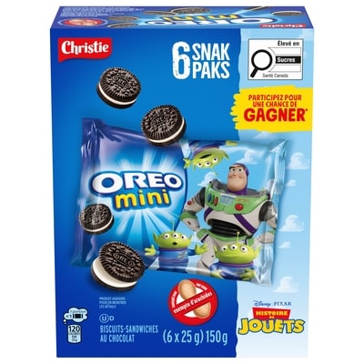 Christie Mini biscuits-sandwiches au chocolat OREO L’original 150 g, 1,67 $/100g