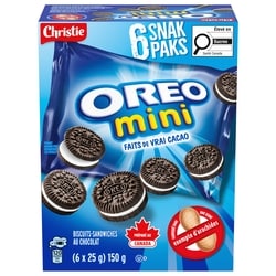 Christie Mini biscuits-sandwiches au chocolat OREO L’original 150 g, 2,33 $/100g