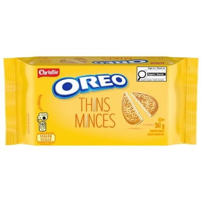 Christie OREO Thins, Golden Sandwich Cookies, Packable, snackable, and forever dunkable 261 g, $1.44/100g