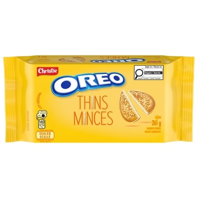 Christie OREO Thins, Golden Sandwich Cookies, Packable, snackable, and forever dunkable 261 g, $1.15/100g