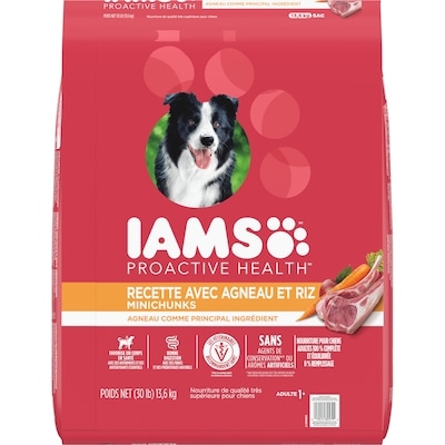 Iams Nourriture sèche pour chiens adultes Minichunks Recette avec agneau et riz 13.61 kg, 0,43 $/100g