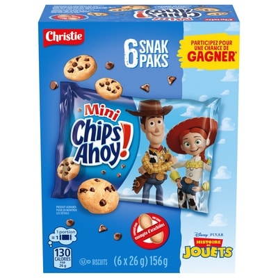 Christie Mini biscuits Chips Ahoy! aux pépites de chocolat en sachets Snak Paks 156 g, 2,88 $/100g