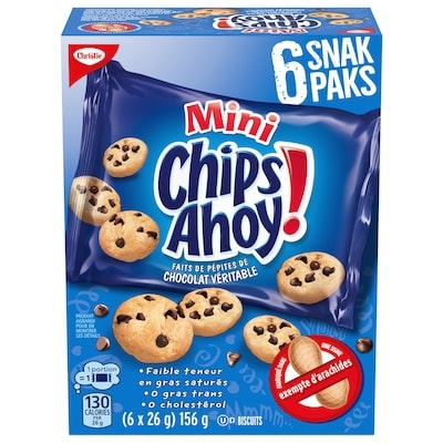 Christie Mini biscuits Chips Ahoy! aux pépites de chocolat en sachets Snak Paks, Emballage Disney en édition limitée – jusqu'à épuisement des stocks 156 g, 2,75 $/100g