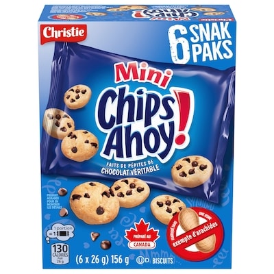 Christie Mini biscuits Chips Ahoy! aux pépites de chocolat en sachets Snak Paks 156 g, 1,92 $/100g