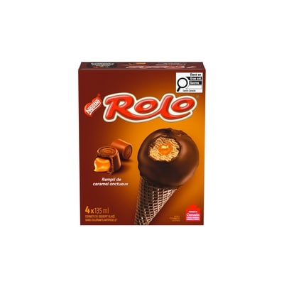 Nestlé Rolo Cornets, dessert glacé, confectionnés au Canada 0.54 l, 0,91 $/100ml