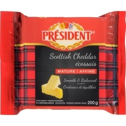 Président Fromage Cheddar écossais affiné 200 g, 4,25 $/100g