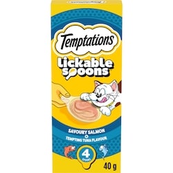 Temptations Lickable Spoons Savoury Salmon & Tempting Tuna Adult Cat Treats 40 g, $8.73/100g