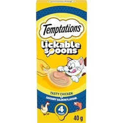Temptations Lickable Spoons Tasty Chicken & Savoury Salmon Adult Cat Treats 40 g, $8.73/100g