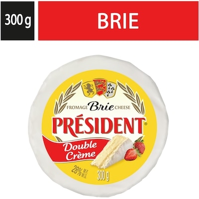 President Brie Cheese Double Crème 28% M.F. 300 g, $4.00/100g