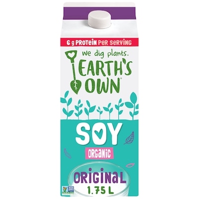 Earth's Own Gluten-Free Original Organic Soy Milk Alternative 1.75 l, $0.27/100ml