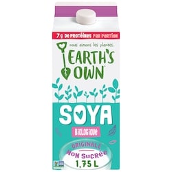 Earth’s Own Boisson au soya biologique Originale non sucrée sans gluten 1.75 l, 0,21 $/100ml