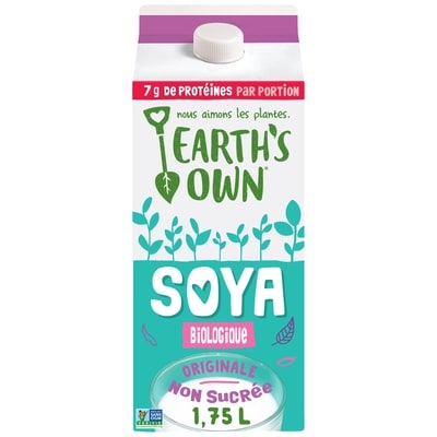 Earth’s Own Boisson au soya Originale non sucrée sans gluten 1.75 l, 0,21 $/100ml