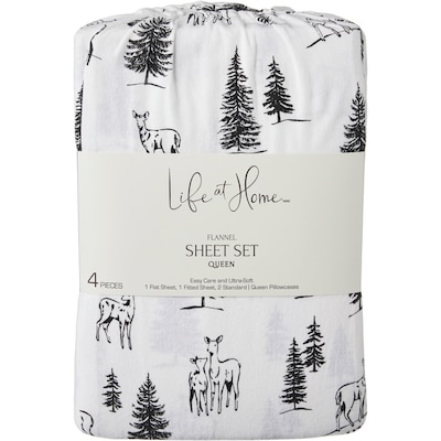 Life at Home Queen Flannel Sheet 4 Piece Set - Deer 1 ea, $29.94/1ea