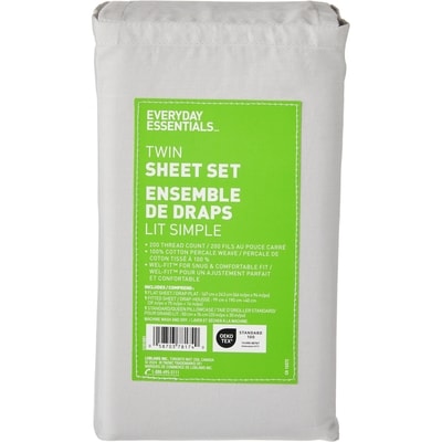 Everyday Essentials Twin Cotton Sheet 3 Piece Set 1 ea, $40.00/1ea