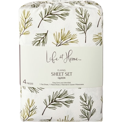 Life at Home Queen Flannel Sheet 4 Piece Set - Leaf 1 ea, $29.94/1ea