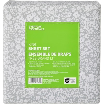 Everyday Essentials King Cotton Sheet 4 Piece Set 1 ea, $55.00/1ea