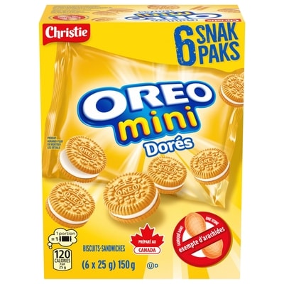 Christie OREO, Mini biscuits dorés, Snack Pack, collations pour l’école 150 g, 2,99 $/100g