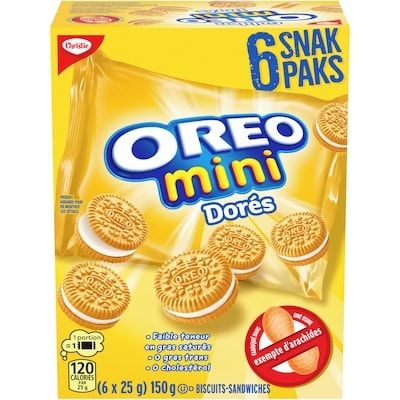 Christie OREO, Mini biscuits dorés, Snack Pack, collations pour l’école 150 g, 2,86 $/100g