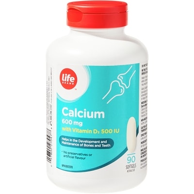 Life Brand Calcium 600 mg with Vitamin D3 500 IU 90 Softgels 90 ea, $0.17/1ea