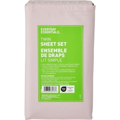 Everyday Essentials Ensemble de draps 3 pièces en coton pour lit simple 1 ea, 40,00 $/1ch