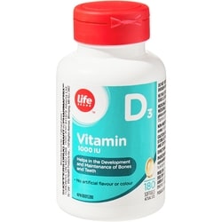 Life Vitamine D3 1 000 UI, 180 gélules 180 ea, 0,03 $/1ch
