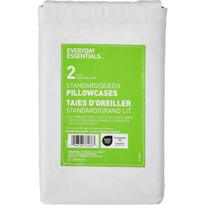Everyday Essentials Queen Percale Pillowcases 2 Piece Set 1 ea, $6.00/1ea