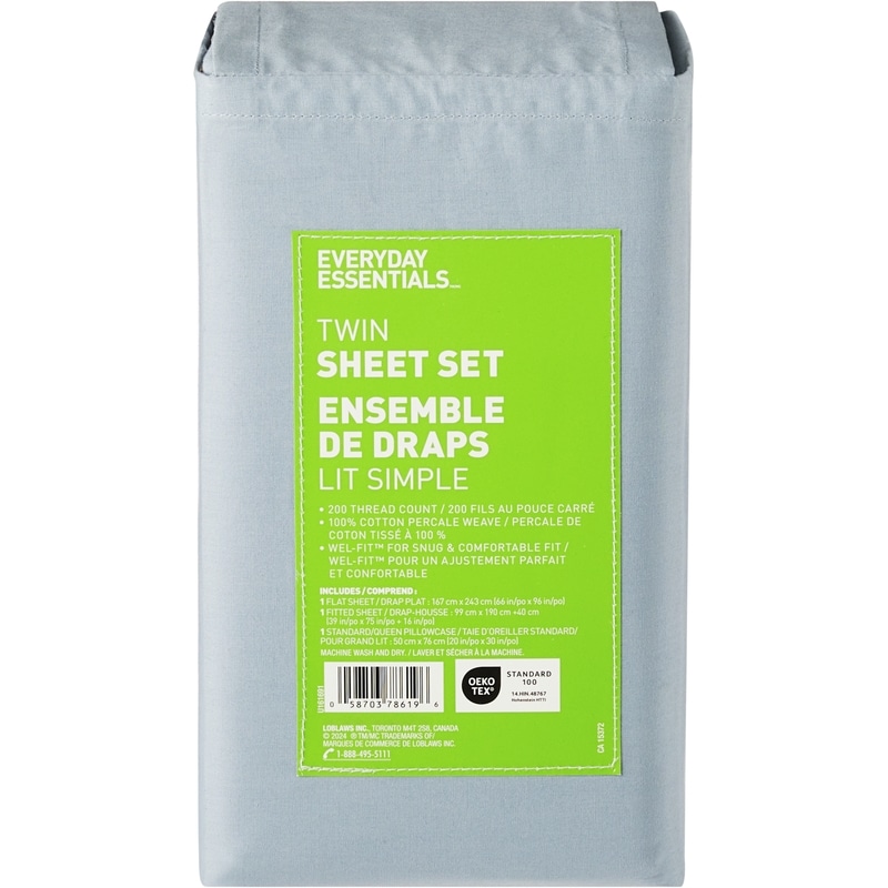 Twin Cotton Sheet 3 Piece Set - Chambray