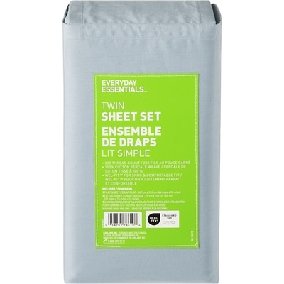 Everyday Essentials Ensemble de draps 3 pièces pour lit simple – chambray 1 ea, 40,00 $/1ch