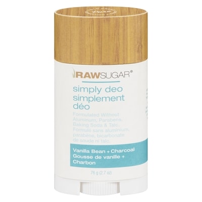 Raw Sugar Simplement déo gousse de vanille + charbon 76 g, 15,12 $/100g