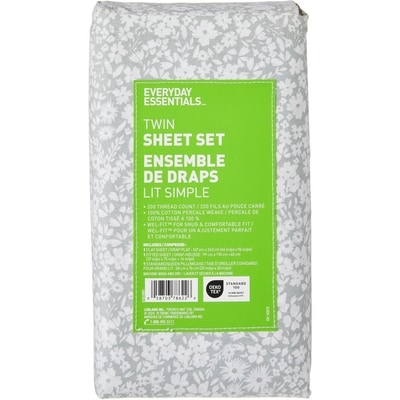 Everyday Essentials Ensemble de draps 3 pièces en coton pour lit simple 1 ea, 40,00 $/1ch