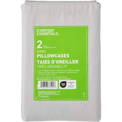 Everyday Essentials King Percale Pillowcases 2 Piece Set 1 ea, $10.00/1ea