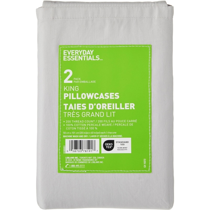 King Percale Pillowcases 2 Piece Set