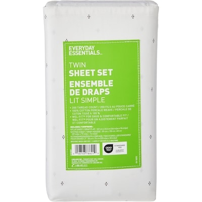 Everyday Essentials Twin Cotton Sheet 3 Piece Set 1 ea, $40.00/1ea