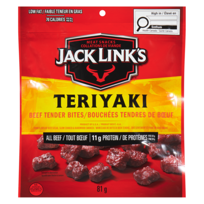 Jack Link’s Pépites de bifteck teriyaki 81 g, 9,86 $/100g