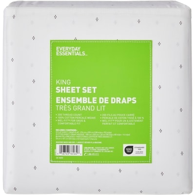 Everyday Essentials Ensemble de draps 4 pièces en coton pour très grand lit 1 ea, 55,00 $/1ch