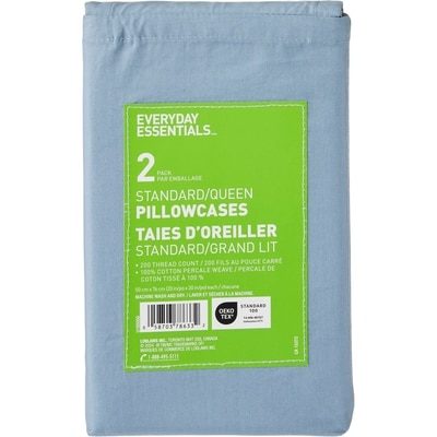 Everyday Essentials Queen Percale Pillowcases 2 Piece Set 1 ea, $6.00/1ea