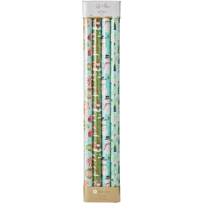 Life at Home Ensemble de 4 rouleaux de papier-cadeau épais – bleu et vert 1 ea, 8,00 $/1ch