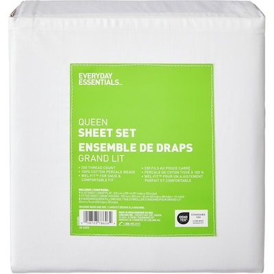 Everyday Essentials Queen Cotton Sheet 4 Piece Set 1 ea, $50.00/1ea